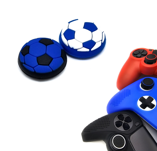 Gaming-Daumengriffe | Performance Anti-Rutsch-Daumenstifte | Joystick-Kappen-Daumengriffe | Fußball - Blau Weiß | Zubehör passend für Playstation PS4 PS5 &amp; Xbox &amp; Nintendo Pro Controller