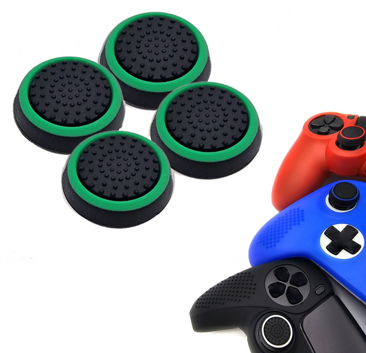 Gaming Thumb Grips | Performance Anti-slip Thumbsticks | Joystick Cap Thumb Grips | Black with Green | Accessories suitable for Playstation PS4 PS5 &amp; Xbox &amp; Nintendo Pro Controller