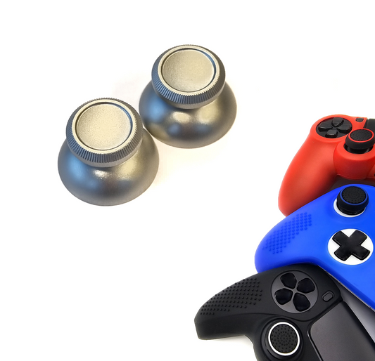 Gaming Thumb Grips | Performance Anti-slip Thumbsticks | Joystick Cap Thumb Grips | Shiny - Silver | Accessories suitable for Playstation PS4 PS5 &amp; Xbox &amp; Nintendo Pro Controller
