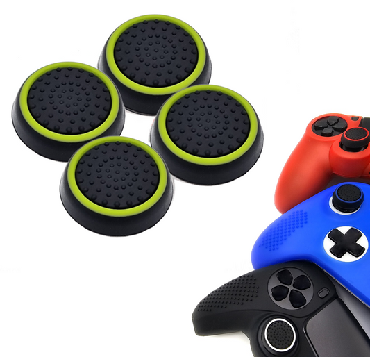 Gaming Thumb Grips | Performance Anti-slip Thumbsticks | Joystick Cap Thumb Grips | Black with Light Green | Accessories suitable for Playstation PS4 PS5 &amp; Xbox &amp; Nintendo Pro Controller