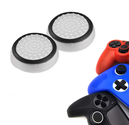 Gaming Thumb Grips | Performance Anti-slip Thumbsticks | Joystick Cap Thumb Grips | White with Black | Accessories suitable for Playstation PS4 PS5 &amp; Xbox &amp; Nintendo Pro Controller
