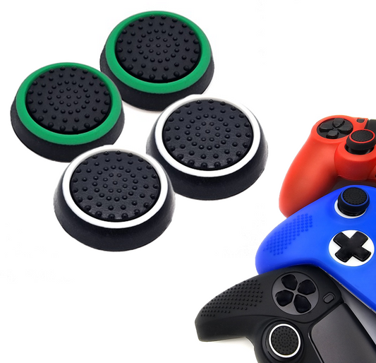 Gaming Thumb Grips | Performance Anti-slip Thumbsticks | Joystick Cap Thumb Grips | Black White and Black Green | Accessories suitable for Playstation PS4 PS5 &amp; Xbox &amp; Nintendo Pro Controller