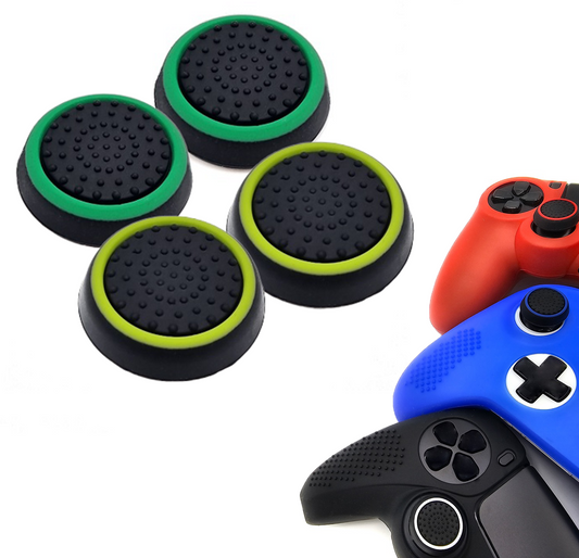 Gaming Thumb Grips | Performance Anti-slip Thumbsticks | Joystick Cap Thumb Grips | Black Light Green and Black Green | Accessories suitable for Playstation PS4 PS5 &amp; Xbox &amp; Nintendo Pro Controller