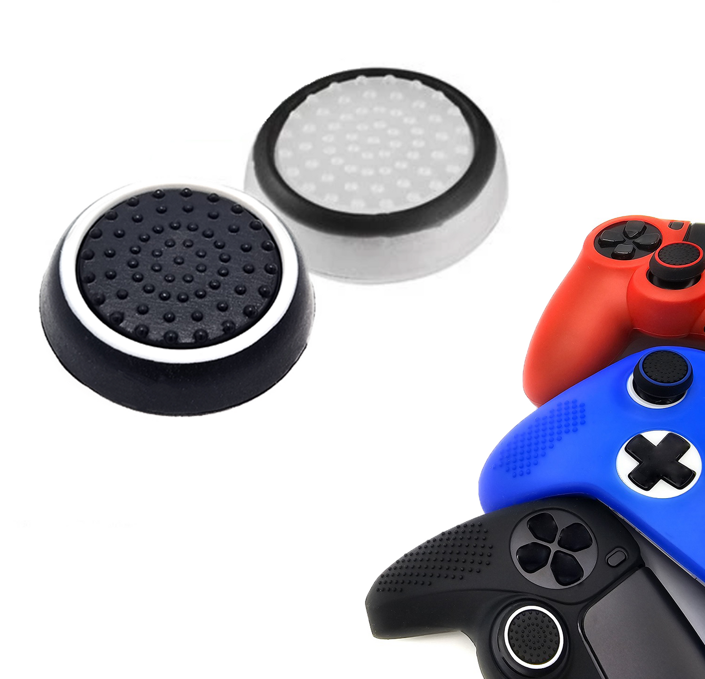 Gaming Thumbgrips | Performance Antislip Thumbsticks | Joystick Cap Thumb Grips | Wit Zwart/Zwart Wit | Accessoires geschikt voor Playstation PS4 PS5 & Xbox & Nintendo Pro Controller