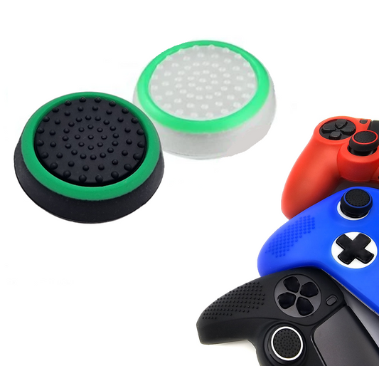 Gaming Thumb Grips | Performance Anti-slip Thumbsticks | Joystick Cap Thumb Grips | White Green/Black Green | Accessories suitable for Playstation PS4 PS5 &amp; Xbox &amp; Nintendo Pro Controller