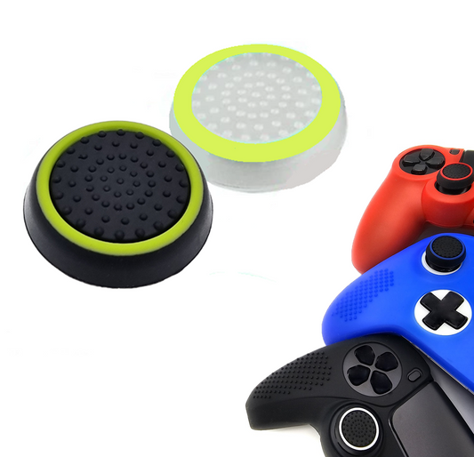 Gaming Thumb Grips | Performance Anti-slip Thumbsticks | Joystick Cap Thumb Grips | White Light Green/Black Light Green | Accessories suitable for Playstation PS4 PS5 &amp; Xbox &amp; Nintendo Pro Controller