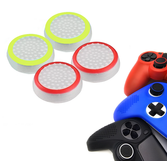 Gaming Thumb Grips | Performance Anti-slip Thumbsticks | Joystick Cap Thumb Grips | White Red and White Light Green | Accessories suitable for Playstation PS4 PS5 &amp; Xbox &amp; Nintendo Pro Controller