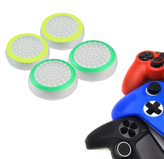 Gaming Thumb Grips | Performance Anti-slip Thumbsticks | Joystick Cap Thumb Grips | White Green and White Light Green | Accessories suitable for Playstation PS4 PS5 &amp; Xbox &amp; Nintendo Pro Controller