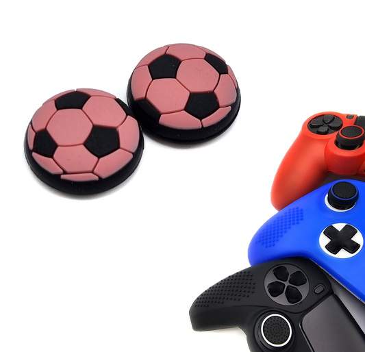 Gaming Thumbgrips | Performance Antislip Thumbsticks | Joystick Cap Thumb Grips | Accessoires geschikt voor Playstation PS4 PS5 & Xbox & Nintendo Pro Controller | Voetbal - Zwart met Roze