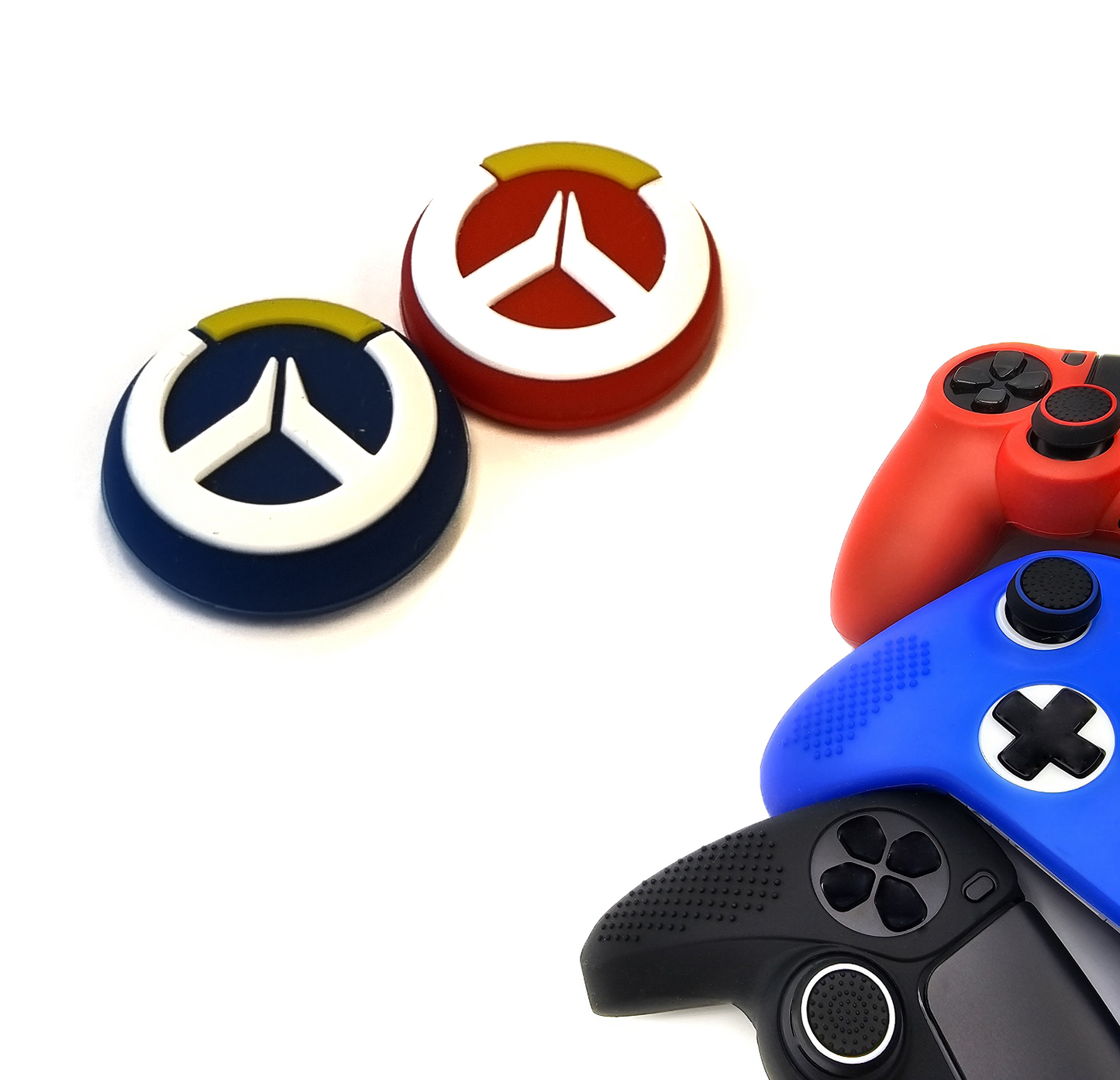 Gaming Thumbgrips | Performance Antislip Thumbsticks | Joystick Cap Thumb Grips | Blauw/Rood met Wit/Geel | Accessoires geschikt voor Playstation PS4 PS5 & Xbox & Nintendo Pro Controller