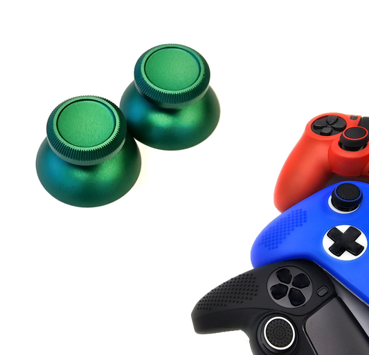 Gaming Thumb Grips | Performance Anti-slip Thumbsticks | Joystick Cap Thumb Grips | Shiny - Green | Accessories suitable for Playstation PS4 PS5 &amp; Xbox &amp; Nintendo Pro Controller