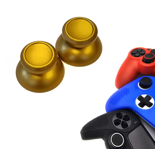 Gaming-Daumengriffe | Performance Anti-Rutsch-Daumenstifte | Joystick-Kappen-Daumengriffe | Glänzend - Gold | Zubehör passend für Playstation PS4 PS5 &amp; Xbox &amp; Nintendo Pro Controller