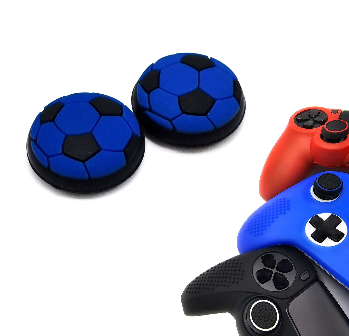 Gaming Thumb Grips | Performance Anti-slip Thumbsticks | Joystick Cap Thumb Grips | Football - Blue | Accessories suitable for Playstation PS4 PS5 &amp; Xbox &amp; Nintendo Pro Controller