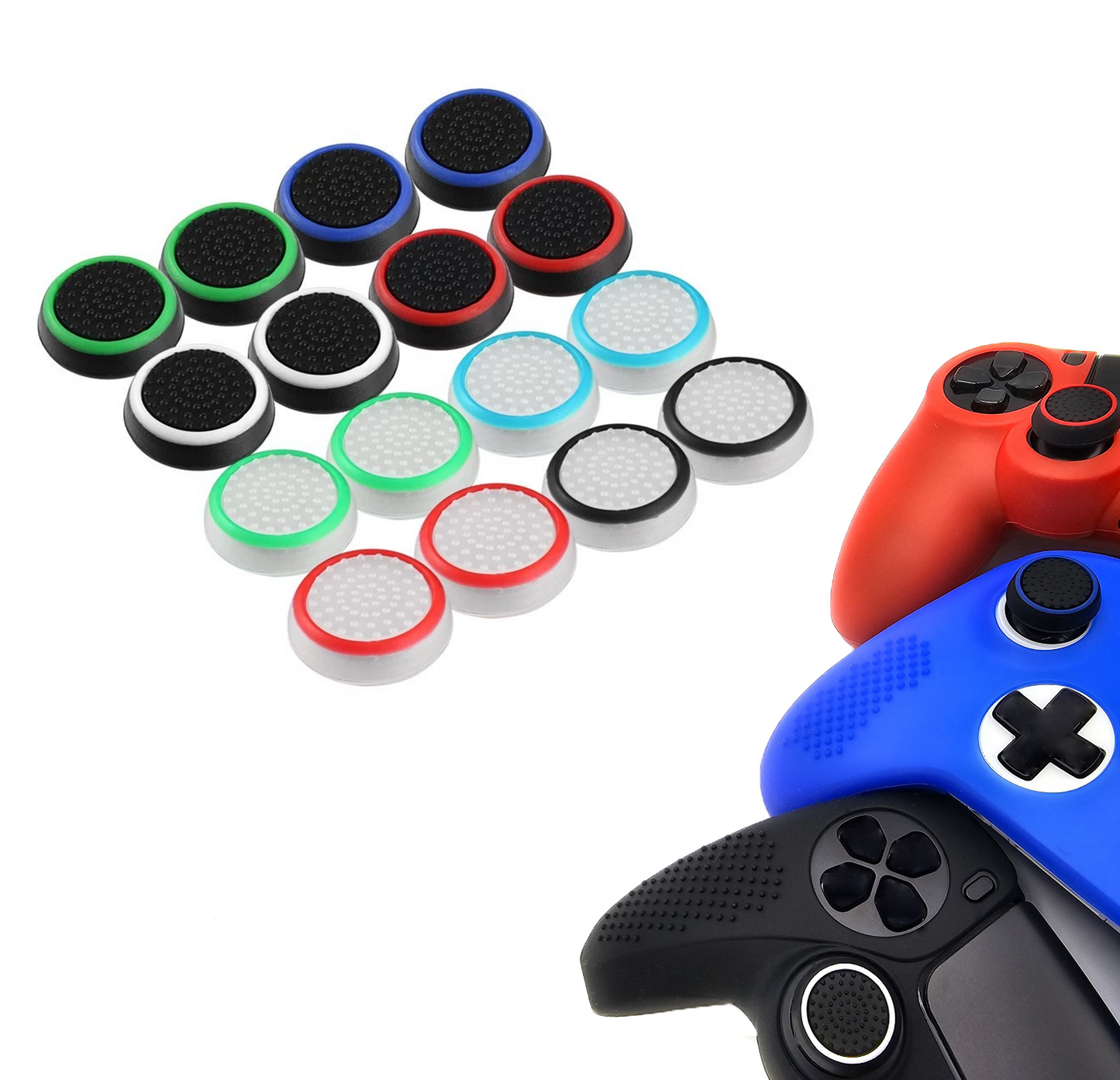 Gaming Thumb Grips | Performance Anti-slip Thumbsticks | Joystick Cap Thumb Grips | Thumbgrips - Multicolor | Accessories suitable for Playstation PS4 PS5 &amp; Xbox &amp; Nintendo Pro Controller