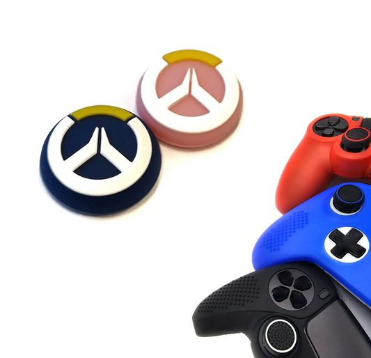 Gaming Thumbgrips | Performance Antislip Thumbsticks | Joystick Cap Thumb Grips | Accessoires geschikt voor Playstation PS4 PS5 & Xbox & Nintendo Pro Controller | Roze/Blauw met Wit/Geel