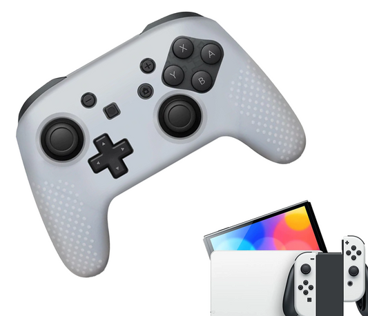 Silikon-Game-Controller-Hüllen | Performance Anti-Rutsch-Hautschutzhülle | Softcover-Griffhülle | Weiß | Zubehör passend für Nintendo Switch Pro Controller(s)