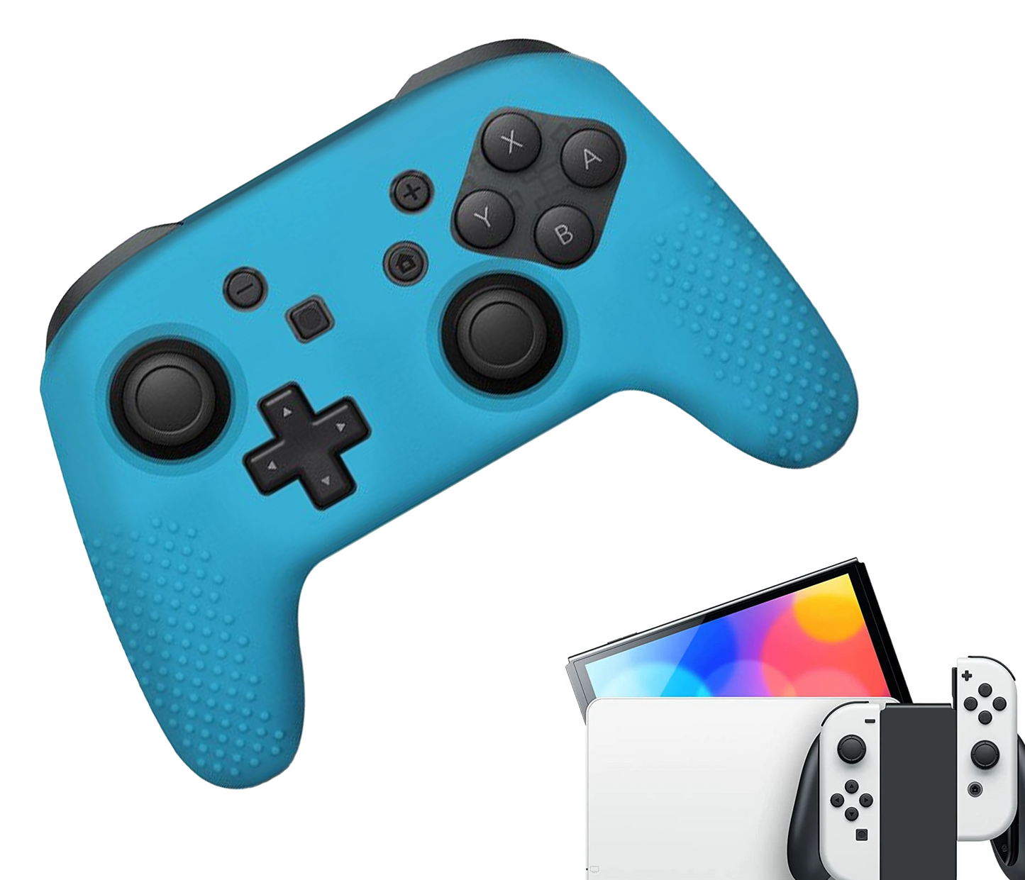 Silikon-Game-Controller-Hüllen | Performance Anti-Rutsch-Hautschutzhülle | Softcover-Griffhülle | Blau | Zubehör passend für Nintendo Switch Pro Controller(s)