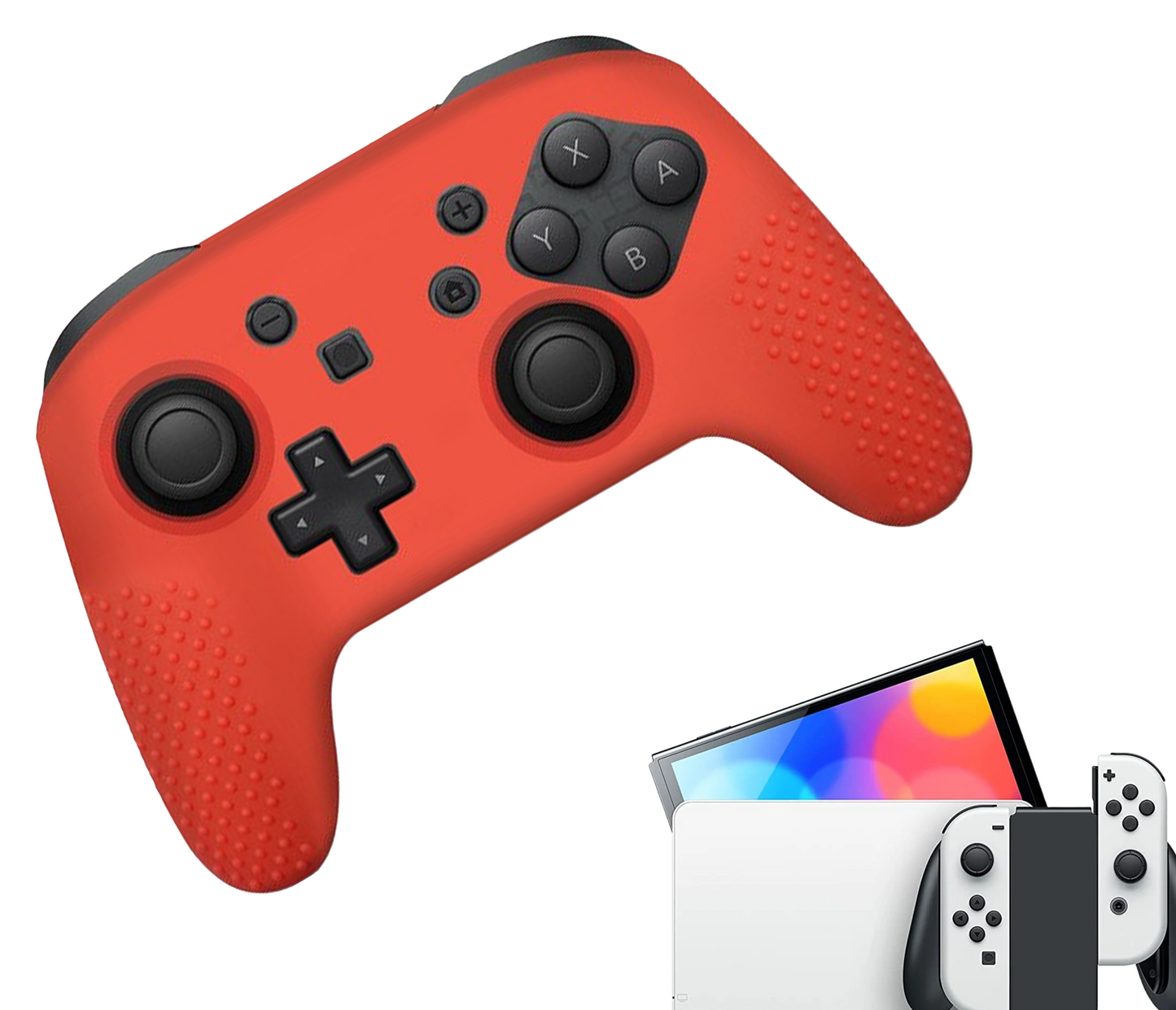 Silikon-Game-Controller-Hüllen | Performance Anti-Rutsch-Hautschutzhülle | Softcover-Griffhülle | Rot | Zubehör passend für Nintendo Switch Pro Controller(s)