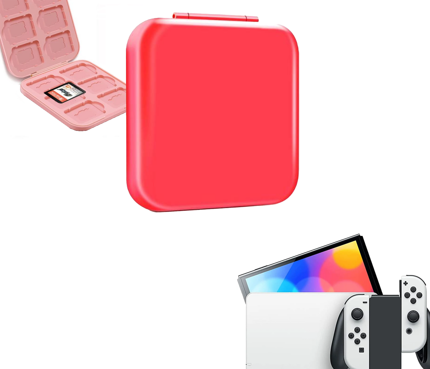 Kassettenhalter | Spielhalter | Aufbewahrungsbox | Kassettenbox | Rot | Zubehör passend für Nintendo Switch