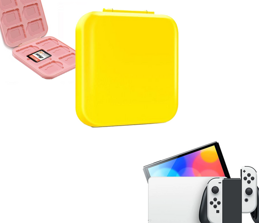 Kassettenhalter | Spielhalter | Aufbewahrungsbox | Kassettenbox | Gelb | Zubehör passend für Nintendo Switch