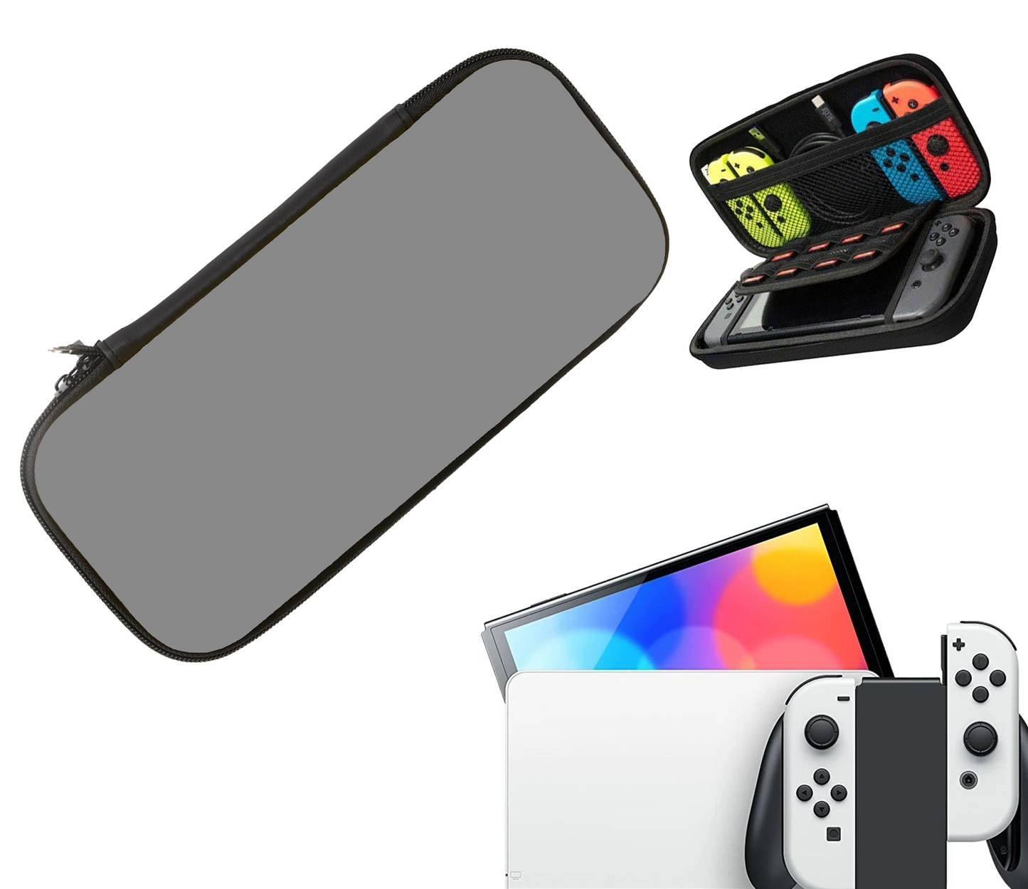 Schutzhülle | Hartschalen-Aufbewahrungshülle | Fall | Grau - Grau | Zubehör passend für Nintendo Switch