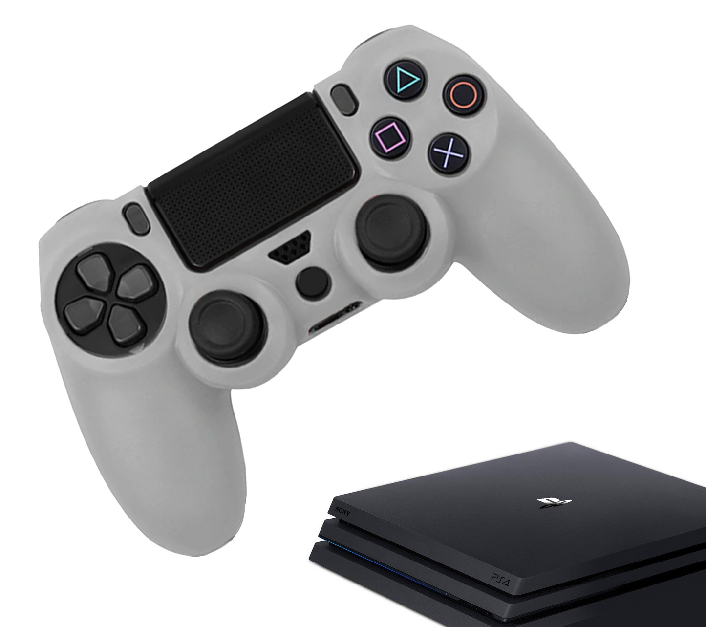 Silikon-Game-Controller-Hüllen | Performance Anti-Rutsch-Hautschutzhülle | Softcover-Griffhülle | Weiß | Zubehör passend für Playstation 4 - PS4