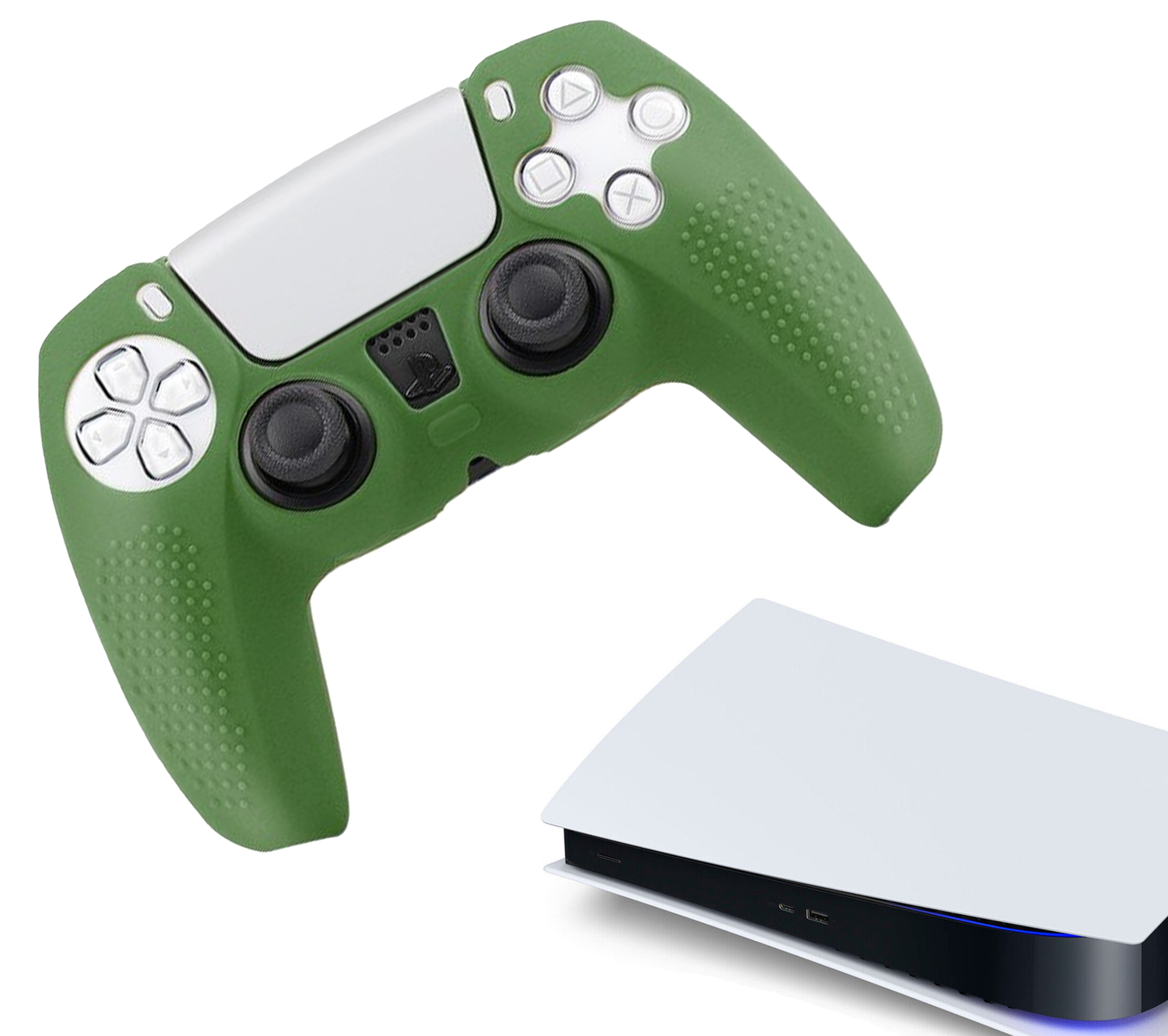 Siliconen Game Controller(s) Hoesjes | Performance Antislip Skin Beschermhoes | Softcover Grip Case | Grip Donkergroen | Accessoires geschikt voor Playstation 5 - PS5