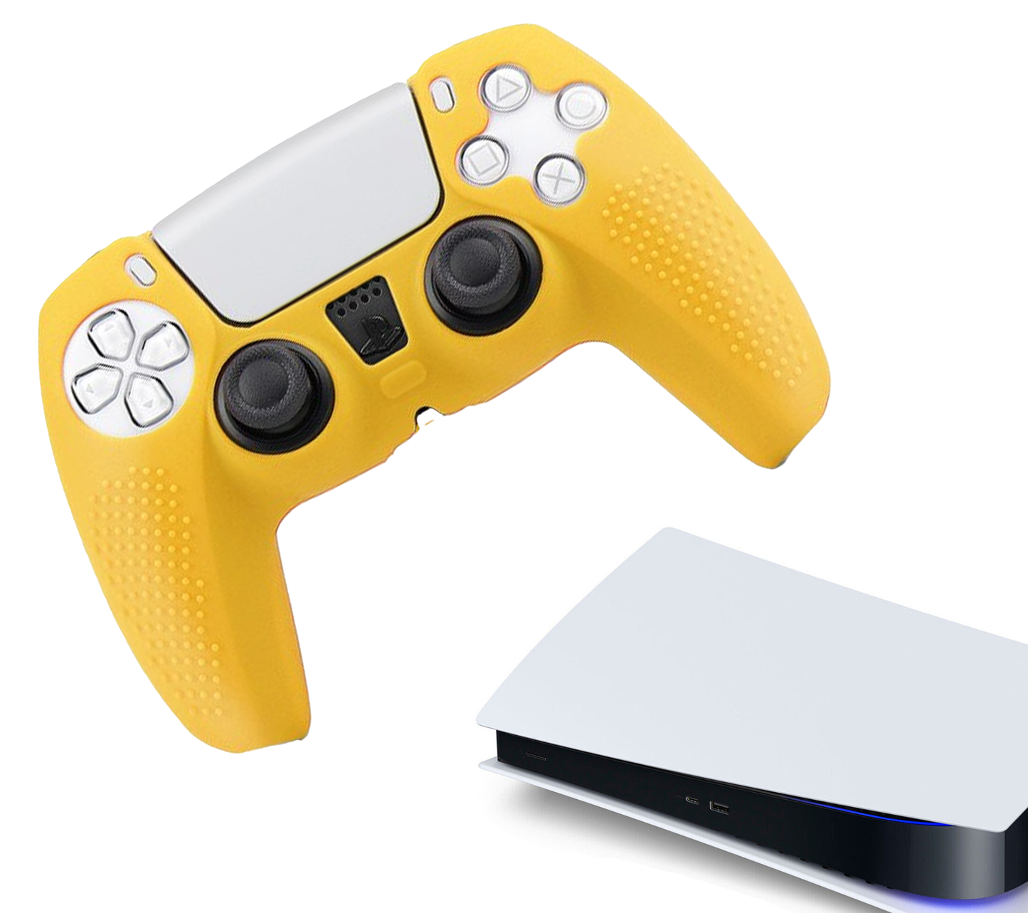 Silicone Game Controller(s) Cases | Performance Anti-slip Skin Protective Cover | Softcover Grip Case | Grip Yellow | Accessories suitable for Playstation 5 - PS5