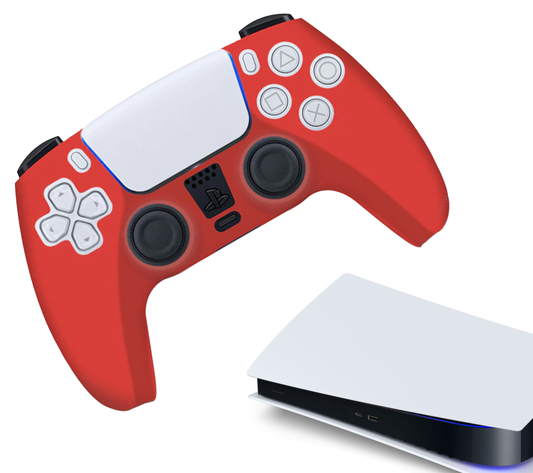 Silikon-Game-Controller-Hüllen | Performance Anti-Rutsch-Hautschutzhülle | Softcover-Griffhülle | Rot | Zubehör passend für Playstation 5 - PS5