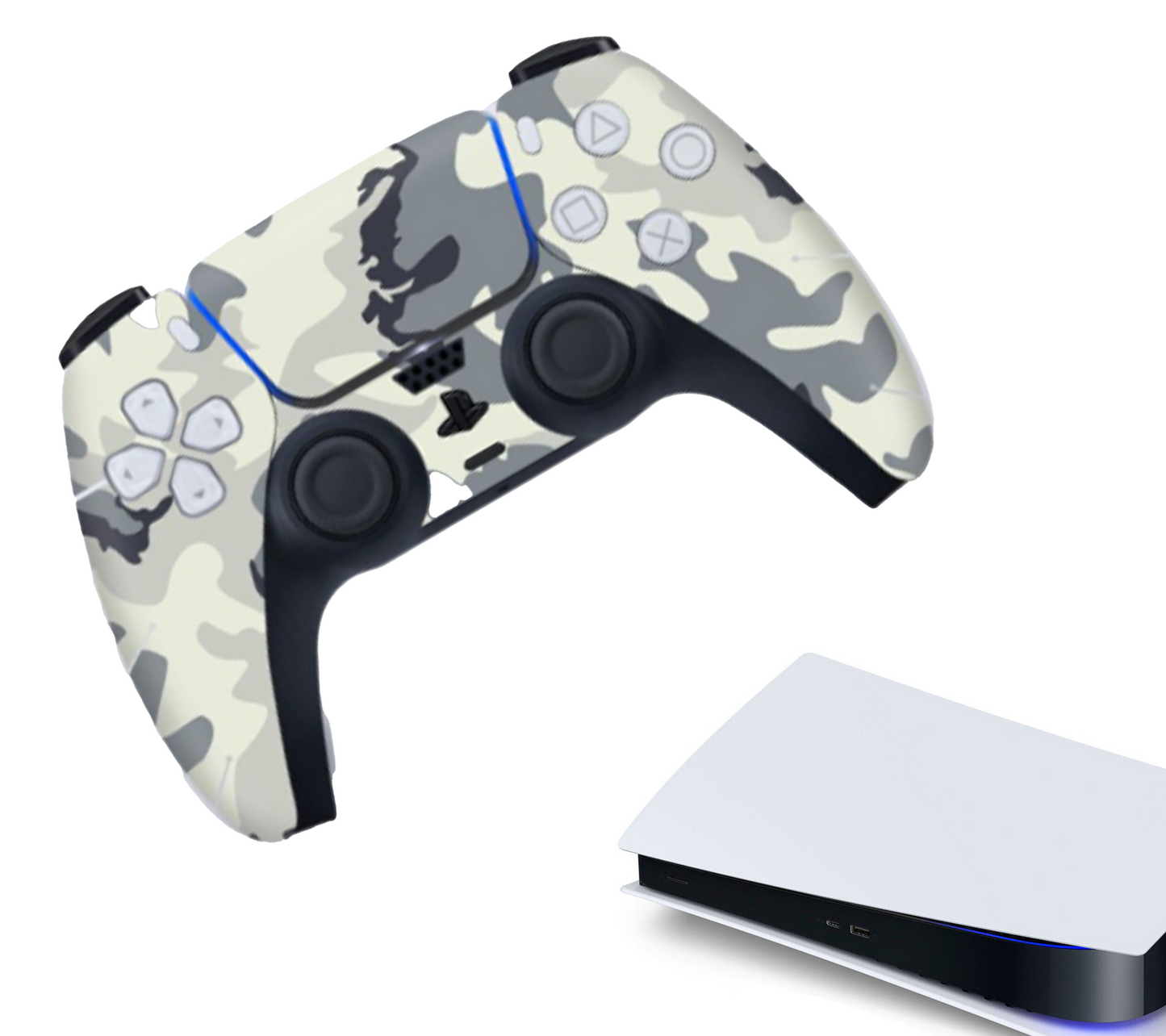 Gaming Controller(s) Stickers | Bescherming Skin | Grip Case | Camo - Wit | Accessoires geschikt voor Playstation 5 - PS5