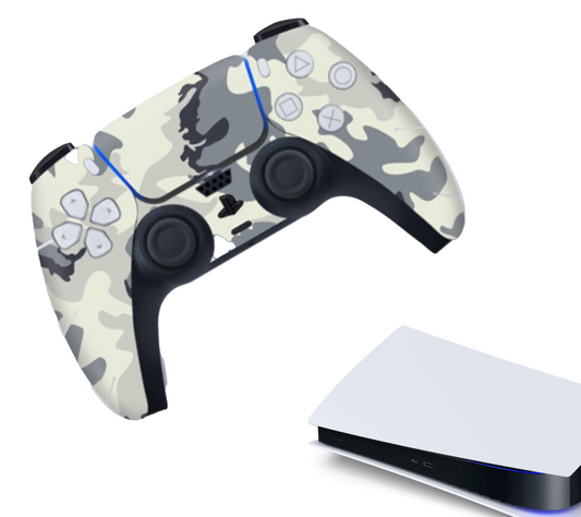 Aufkleber für Gaming-Controller | Schutzhaut | Griffetui | Camo - Weiß | Zubehör passend für Playstation 5 - PS5