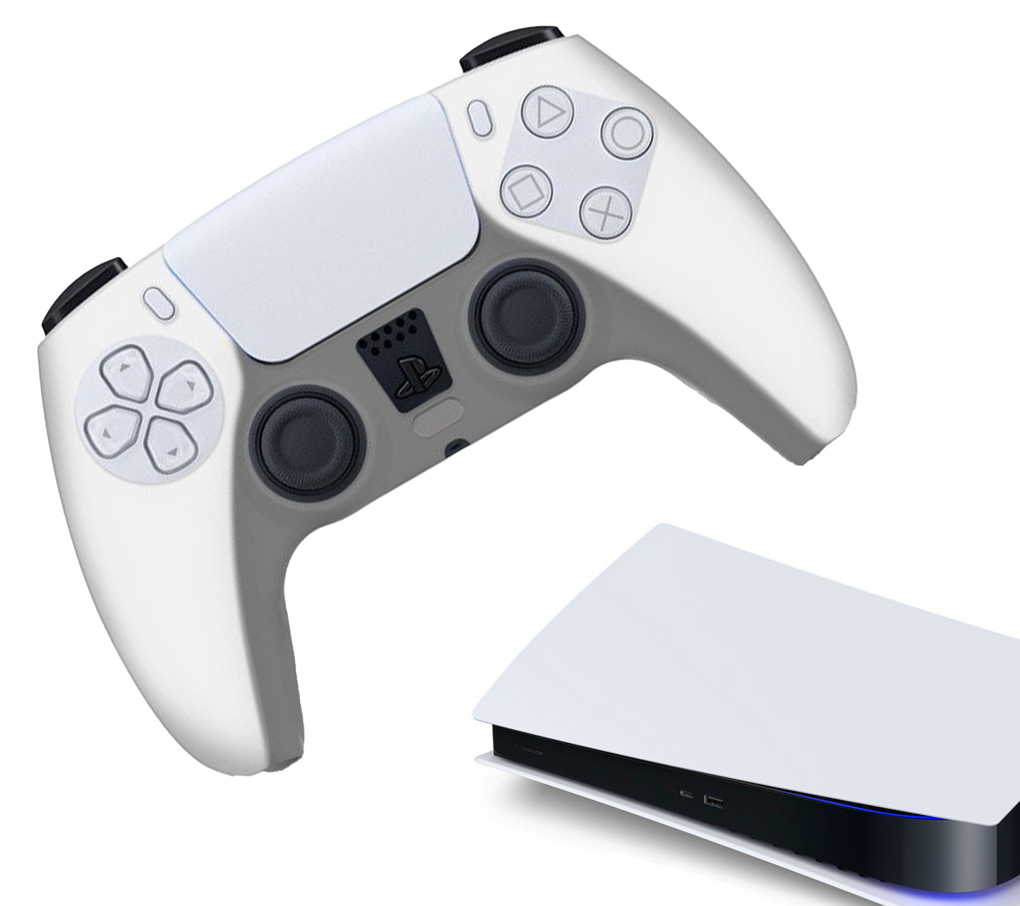 Silikon-Game-Controller-Hüllen | Performance Anti-Rutsch-Hautschutzhülle | Softcover-Griffhülle | Weiß | Zubehör passend für Playstation 5 - PS5