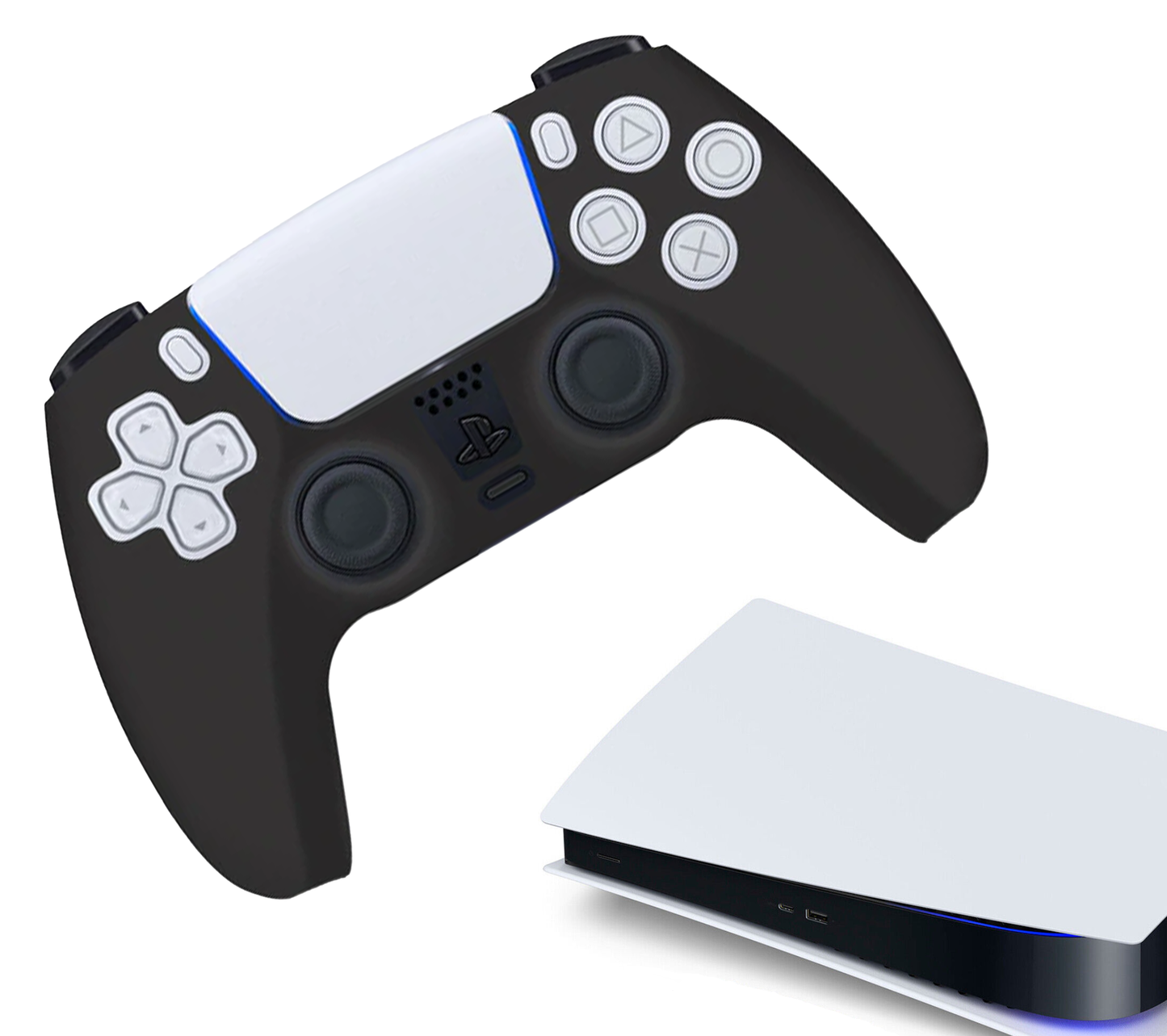 Siliconen Game Controller(s) Hoesjes | Performance Antislip Skin Beschermhoes | Softcover Grip Case | Zwart | Accessoires geschikt voor Playstation 5 - PS5 | Zwart