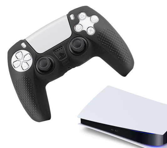 Silikon-Game-Controller-Hüllen | Performance Anti-Rutsch-Hautschutzhülle | Softcover-Griffhülle | Griff Schwarz | Zubehör passend für Playstation 5 - PS5