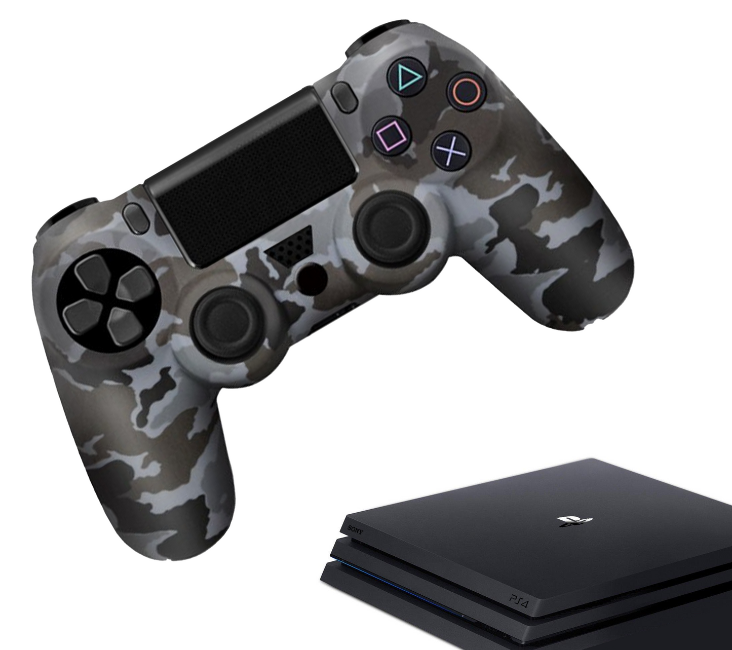 Silikon-Game-Controller-Hüllen | Performance Anti-Rutsch-Hautschutzhülle | Softcover-Griffhülle | Camo-Grau | Zubehör passend für Playstation 4 - PS4