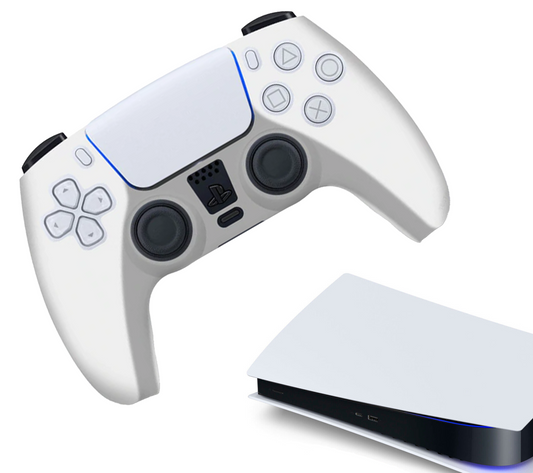 Silikon-Game-Controller-Hüllen | Performance Anti-Rutsch-Hautschutzhülle | Softcover-Griffhülle | Griff Weiß | Zubehör passend für Playstation 5 - PS5