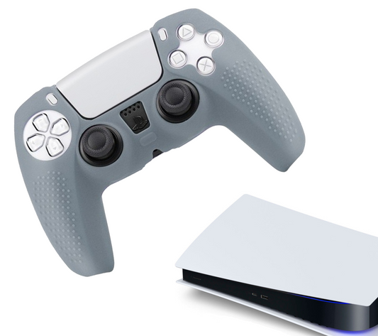 Silikon-Game-Controller-Hüllen | Performance Anti-Rutsch-Hautschutzhülle | Softcover-Griffhülle | Griff Grau | Zubehör passend für Playstation 5 - PS5