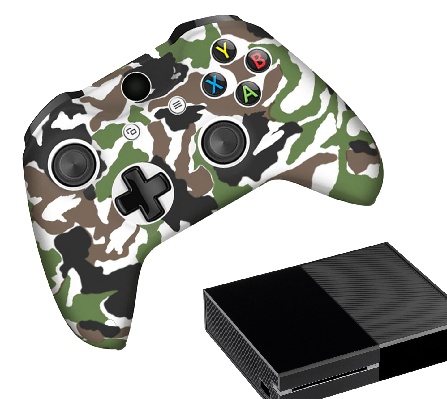 Silicone Game Controller(s) Cases | Performance Anti-slip Skin Protective Cover | Softcover Grip Case | Camo - Green/White | Accessories suitable for Xbox One