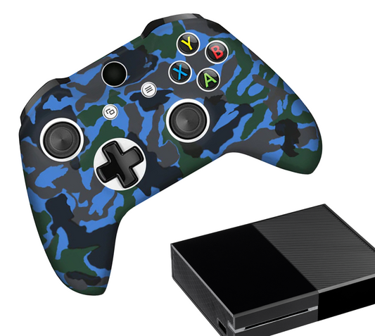 Silikon-Game-Controller-Hüllen | Performance Anti-Rutsch-Hautschutzhülle | Softcover-Griffhülle | Camo - Blau | Zubehör passend für Xbox One