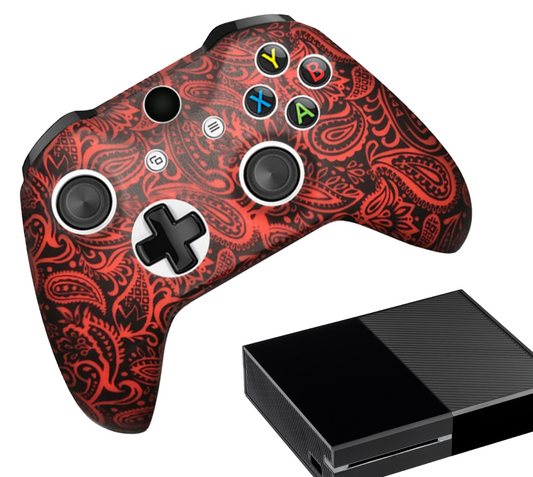 Silikon-Game-Controller-Hüllen | Performance Anti-Rutsch-Hautschutzhülle | Softcover-Griffhülle | Tätowierung - Rot | Zubehör passend für Xbox One