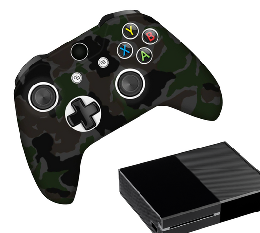 Silikon-Game-Controller-Hüllen | Performance Anti-Rutsch-Hautschutzhülle | Softcover-Griffhülle | Camo - Dunkelgrün | Zubehör passend für Xbox One