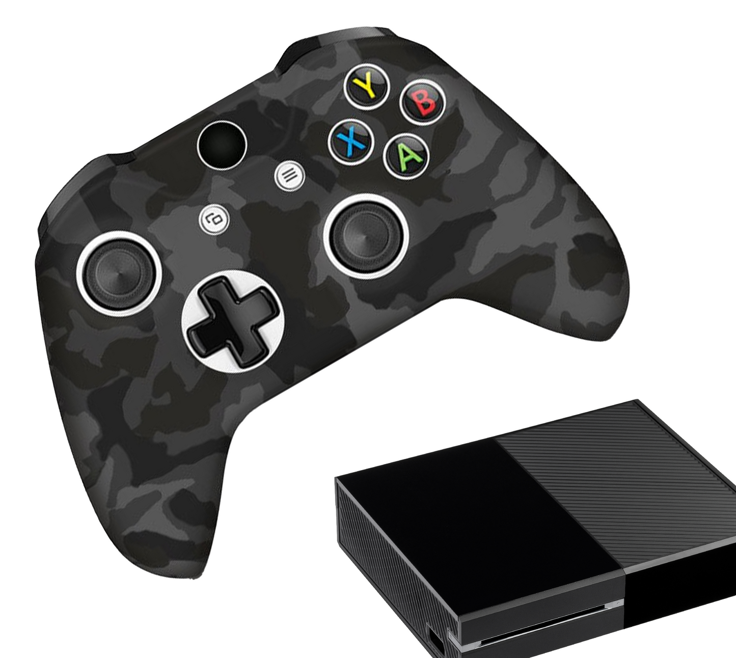 Siliconen Game Controller(s) Hoesjes | Performance Antislip Skin Beschermhoes | Softcover Grip Case | Camo - Zwart | Accessoires geschikt voor Xbox One