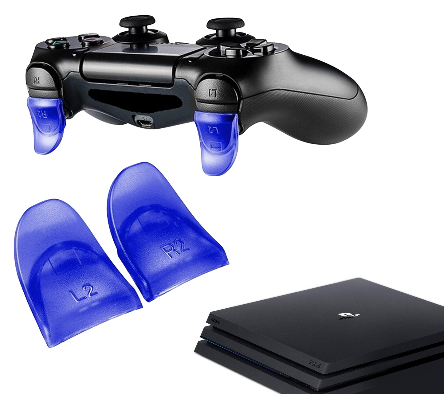 Gaming-Trigger | Trigger-Stopp-Tasten | R2 - L2 | Blau | Zubehör passend für Playstation 4 - PS4