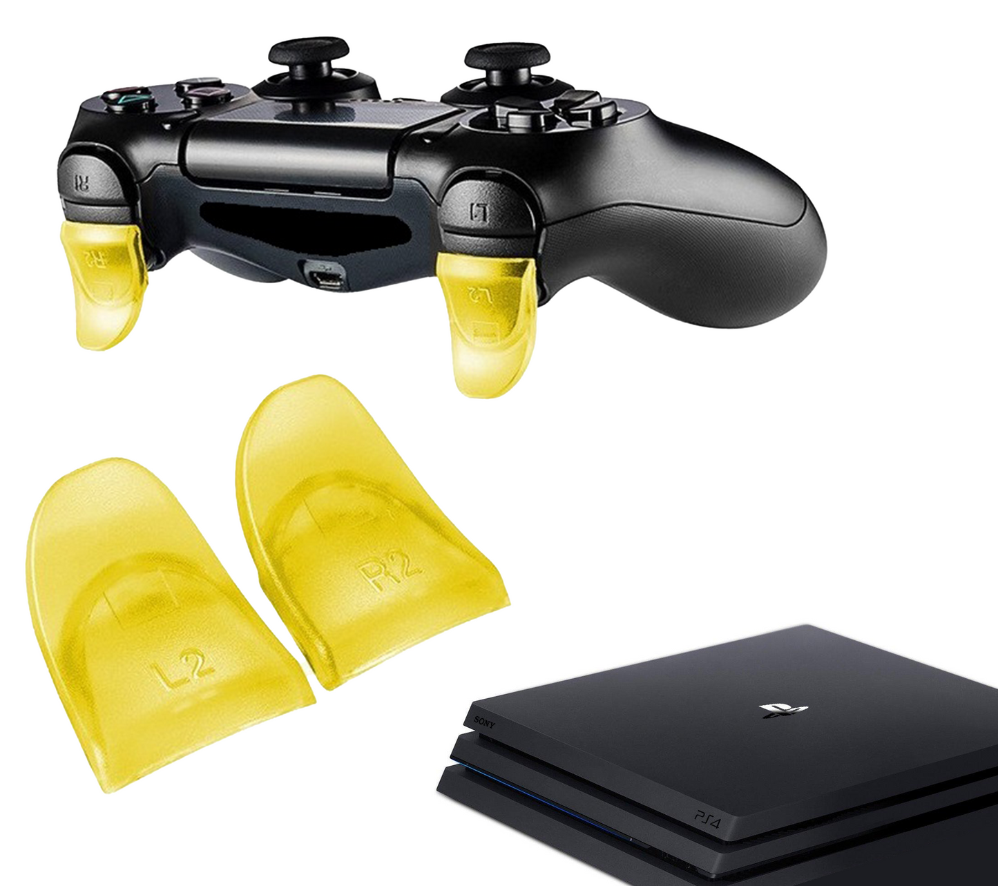 Gaming Triggers | Trigger Stops Buttons | R2 - L2 | Geel | Accessoires geschikt voor Playstation 4 - PS4