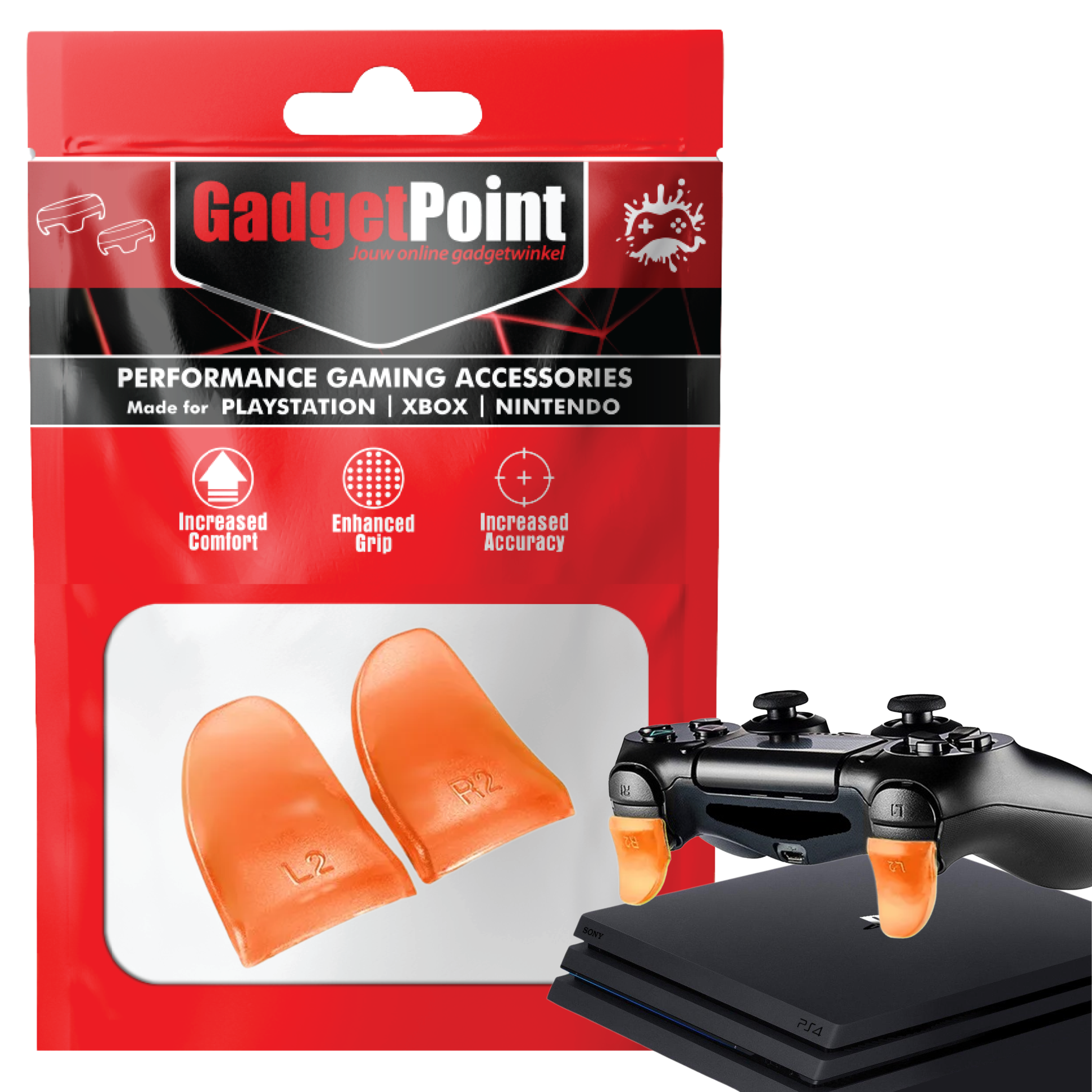 Controller Triggers voor PS4, PlayStation 4 - Trigger Stops Buttons - R2 - L2 - Performance Gaming Accessoires - Oranje