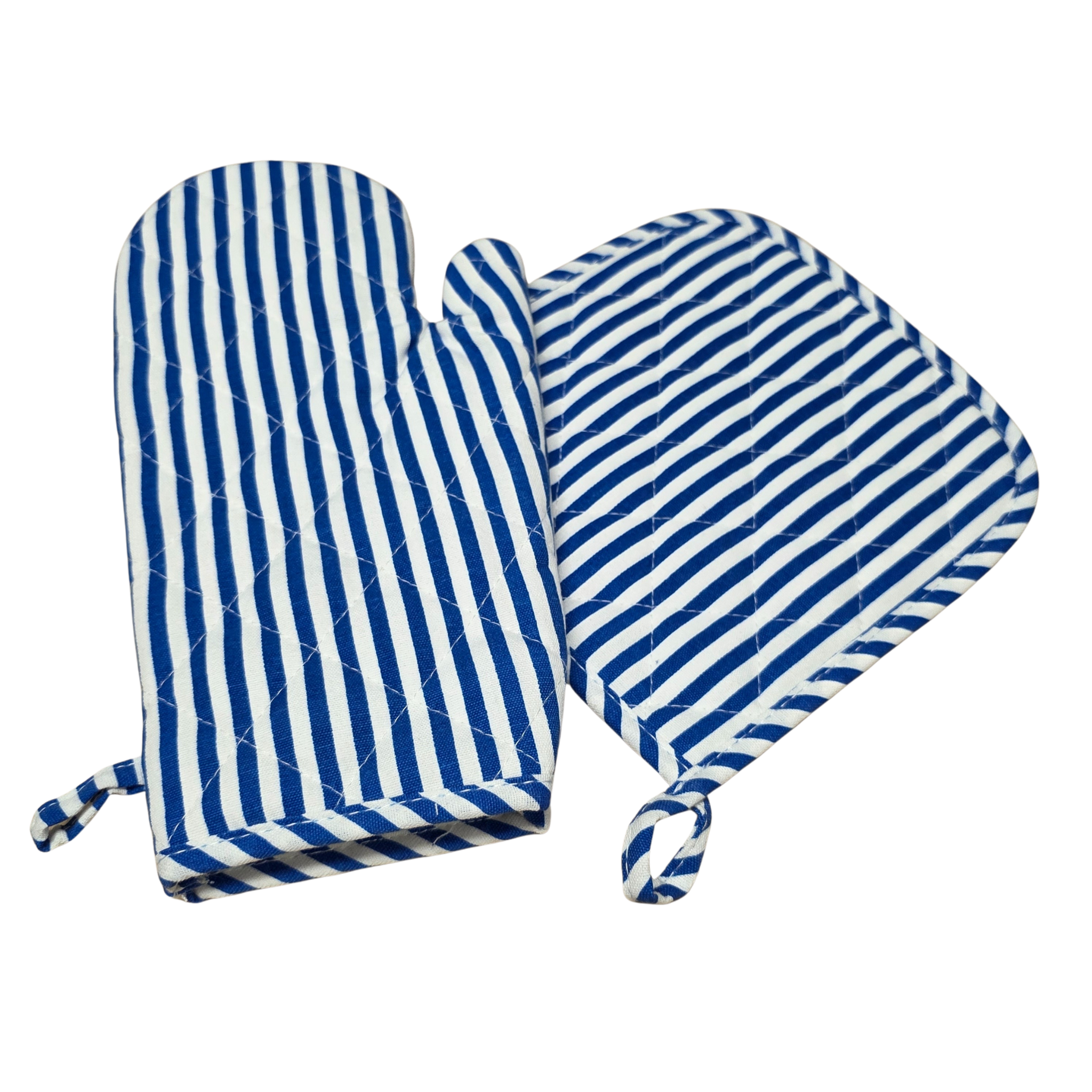 Pannen lappen - Koken en Bakken - Ovenwanten - Hittebestendig Ovenhandschoen - Set van 2 - Blauw met Wit