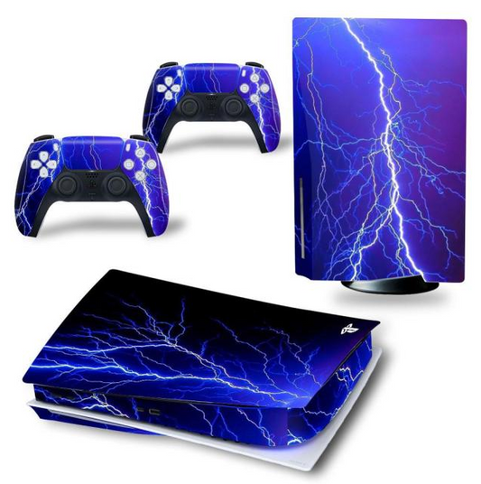 Gaming Console &amp; Controller(s) Stickers | Protection Skin | Grip Case | Lightning | Accessories suitable for Playstation 5 - PS5