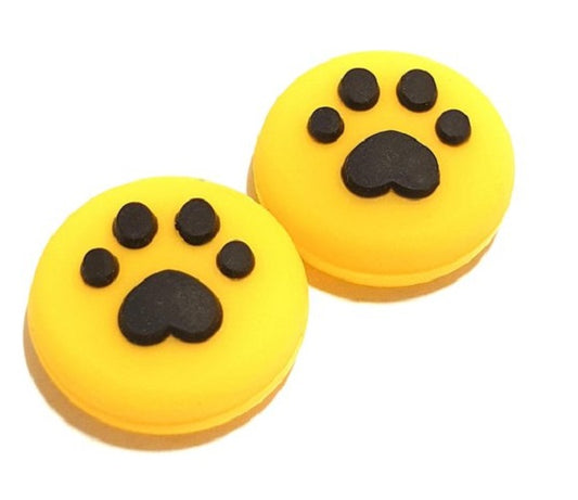 Gaming Thumb Grips | Performance Anti-slip Thumbsticks | Joystick Cap Thumb Grips | Paws - Yellow with Black | Accessories suitable for Nintendo Switch Joy-Con Controllers
