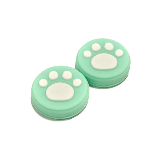 Gaming Thumb Grips | Performance Anti-slip Thumbsticks | Joystick Cap Thumb Grips | Paws - Green with White | Accessories suitable for Nintendo Switch Joy-Con Controllers