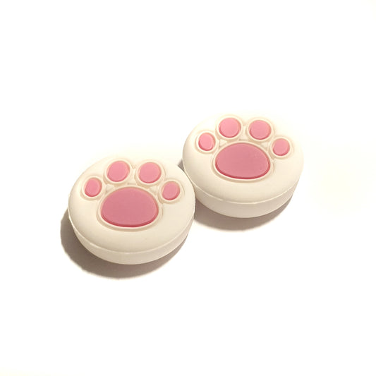 Gaming Thumb Grips | Performance Anti-slip Thumbsticks | Joystick Cap Thumb Grips | Paws - White with Pink | Accessories suitable for Nintendo Switch Joy-Con Controllers